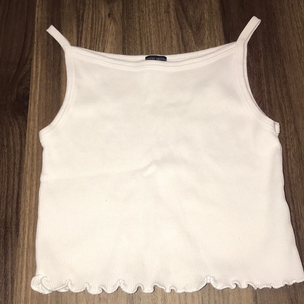 brandy melville white ruffle top